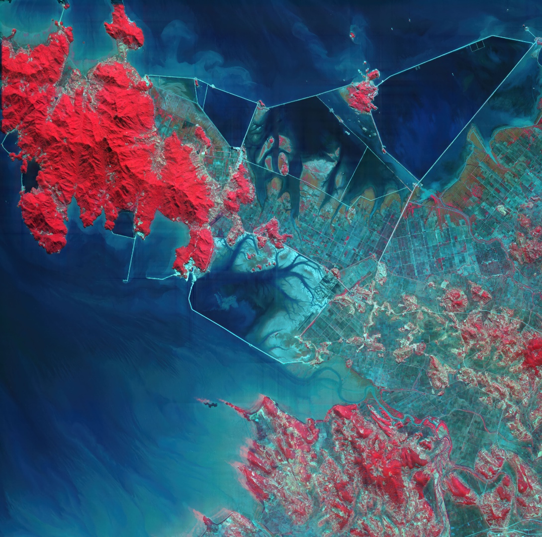 Xplore hyperspectral satellite image of terrain from low Earth orbit